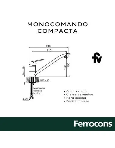 GRIFERIA MONOCOMANDO PARA COCINA FV 041101M4