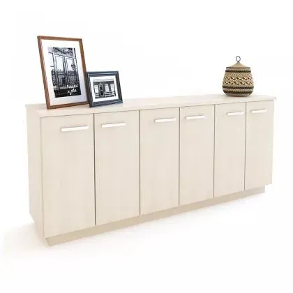 Vajillero 6 puertas con 2 cajones crema