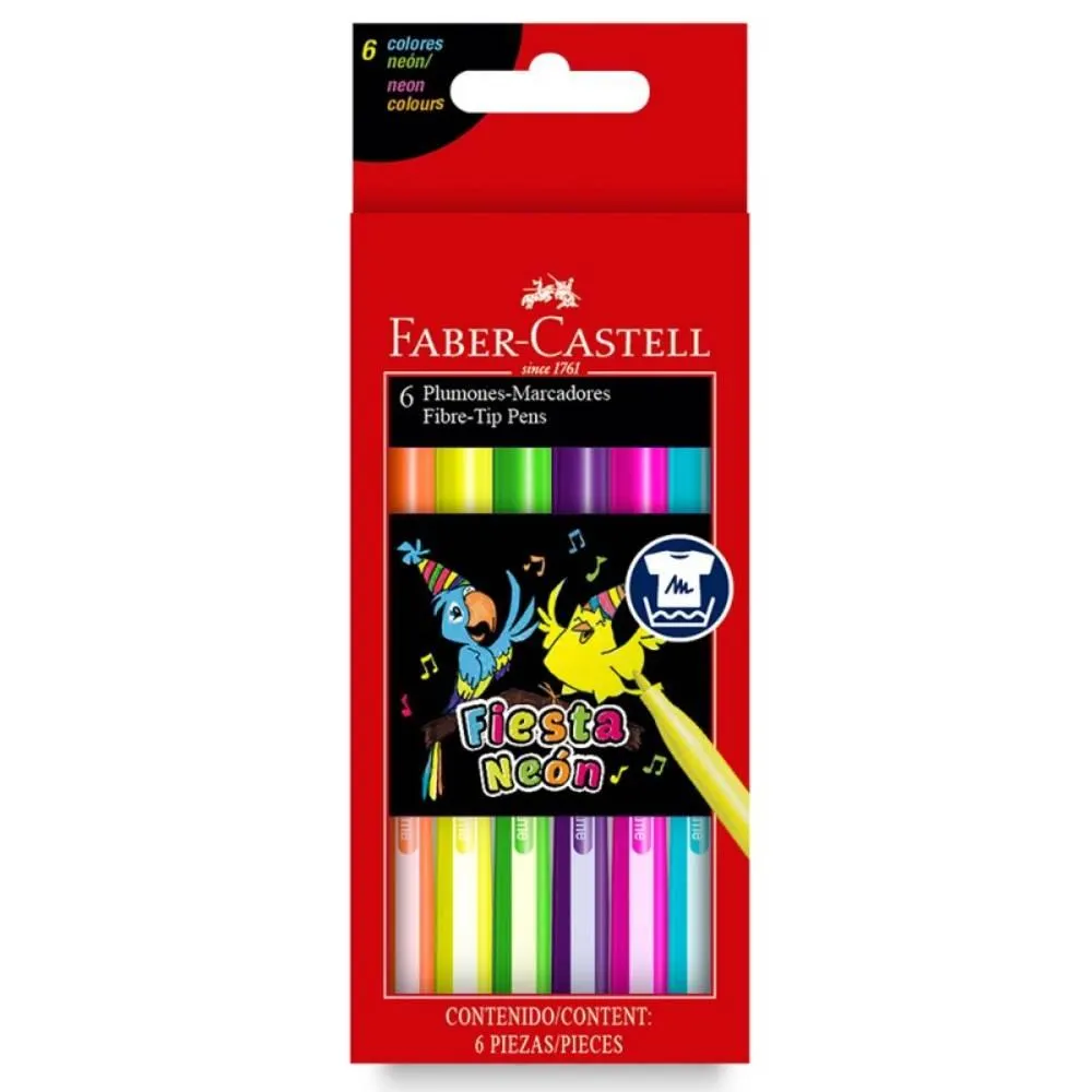 MARCADORES FABER CASTELL FIESTA NEON X 6 U