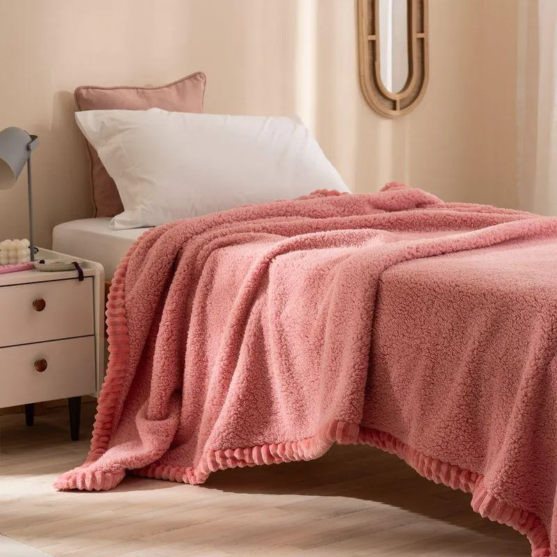 Frazada 1 Plaza Sherpa Doble Coral