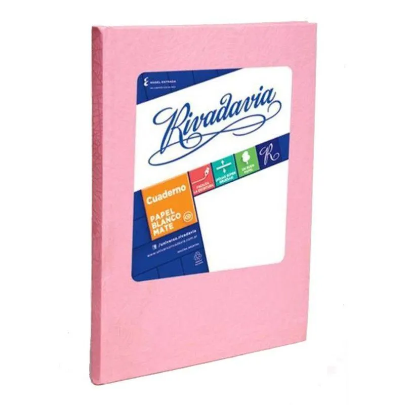 CUADERNO RIVADAVIA ROSA RAYADO TAPAS DURAS X 50 HOJAS
