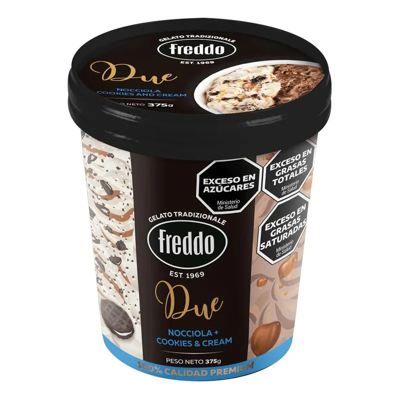 Helado Due Nocciola Cookies & Cream Freddo 500ml.