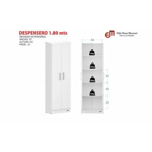 Organizador 5 espacios melaminico Mosconi blanco 1.81 cm