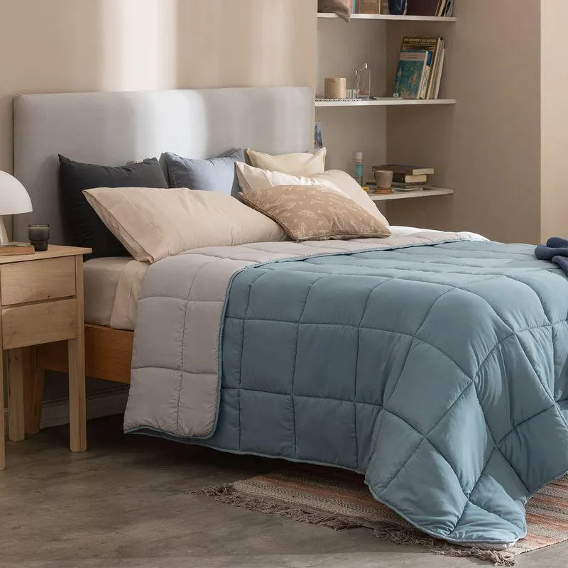 Acolchado Queen Size Reversible Micro Liso