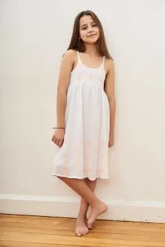 VESTIDO BAMBULA BORDADO BLANCO-NARANJA 2x1