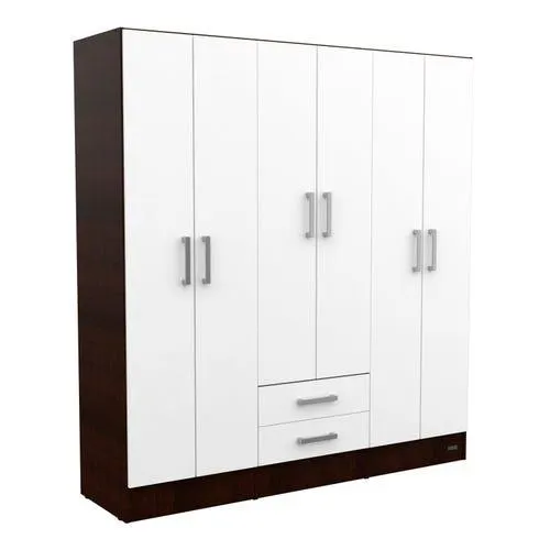 Placard Dakar 6 puertas melamina cuerpo wengue puertas blancas Mosconi