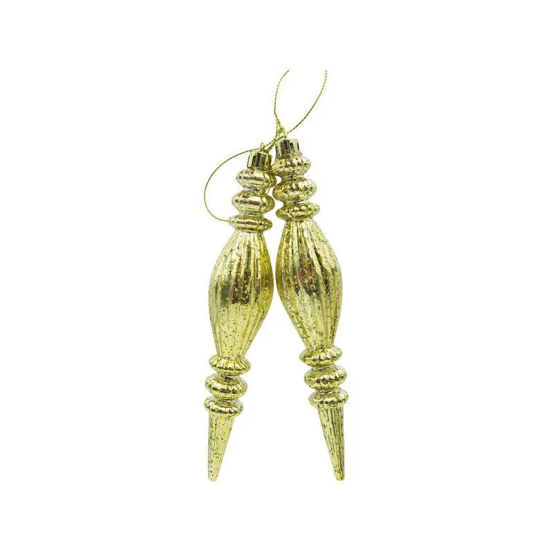 Set de 2 Colgantes de árbol Finial Cotidiana dorado 7x3x18 cm