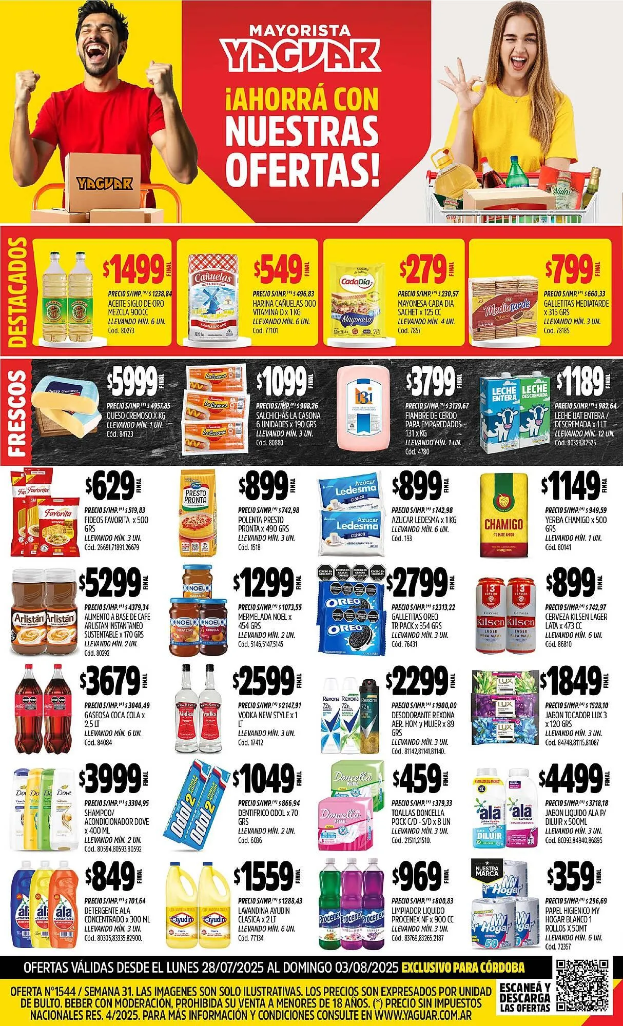 Ofertas de Catálogo Supermercados Yaguar 28 de julio al 4 de agosto 2025 - Página 1 del catálogo