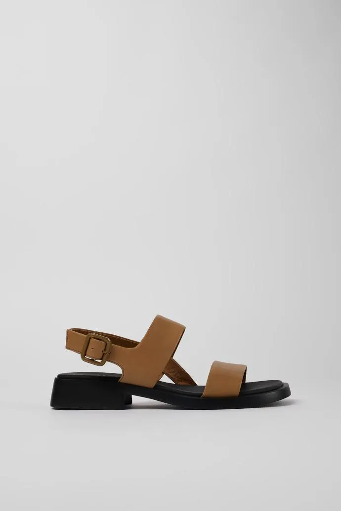 Dana Sandalia con dos tiras de piel marrón para mujer