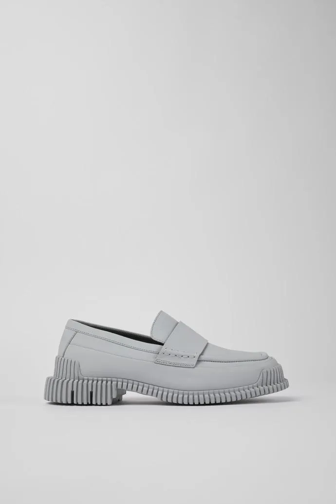 Mocasín de piel gris para mujer