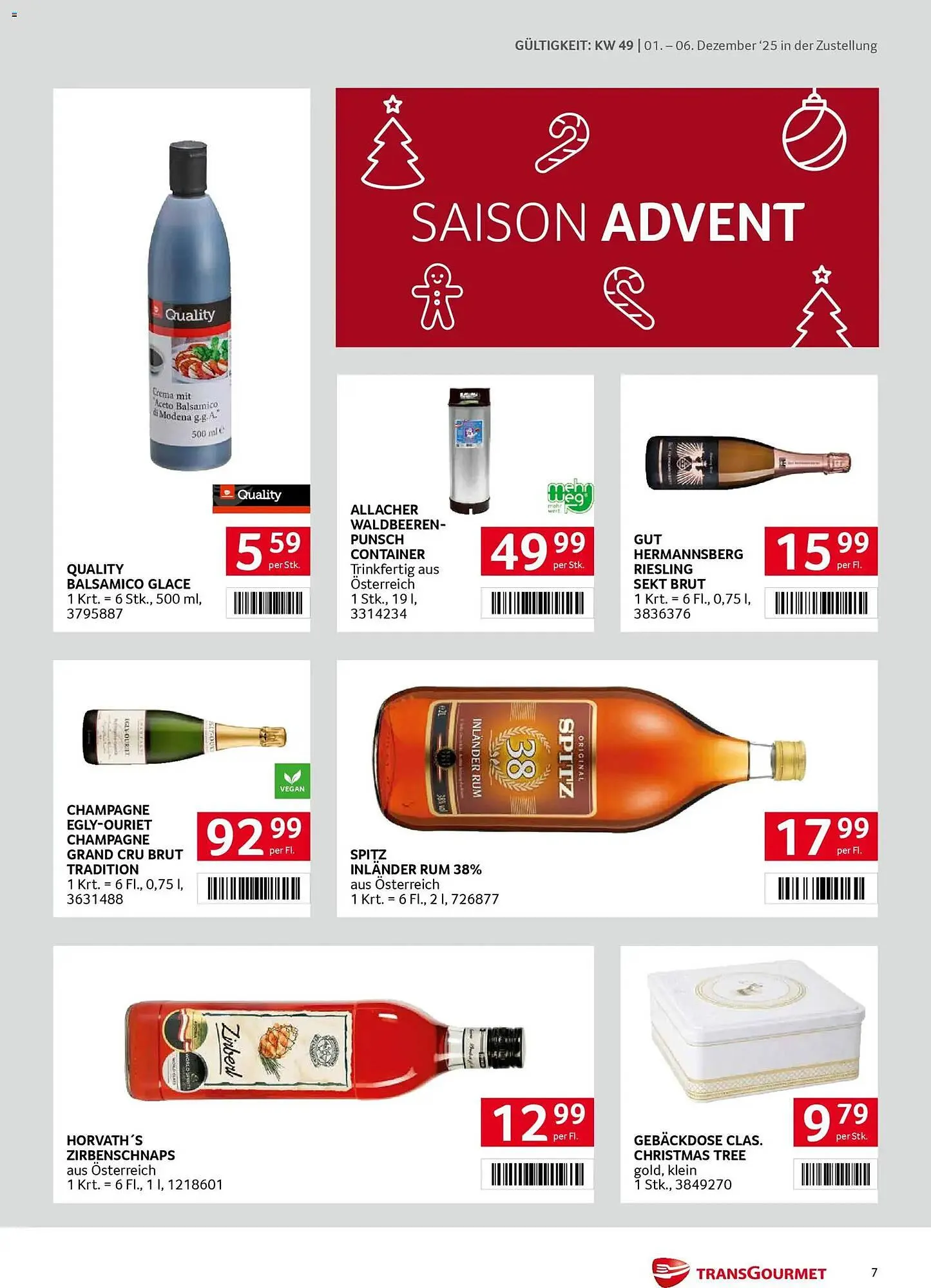 Transgourmet Flugblatt von 1. Dezember bis 6. Dezember 2025 - Flugblätt seite  7