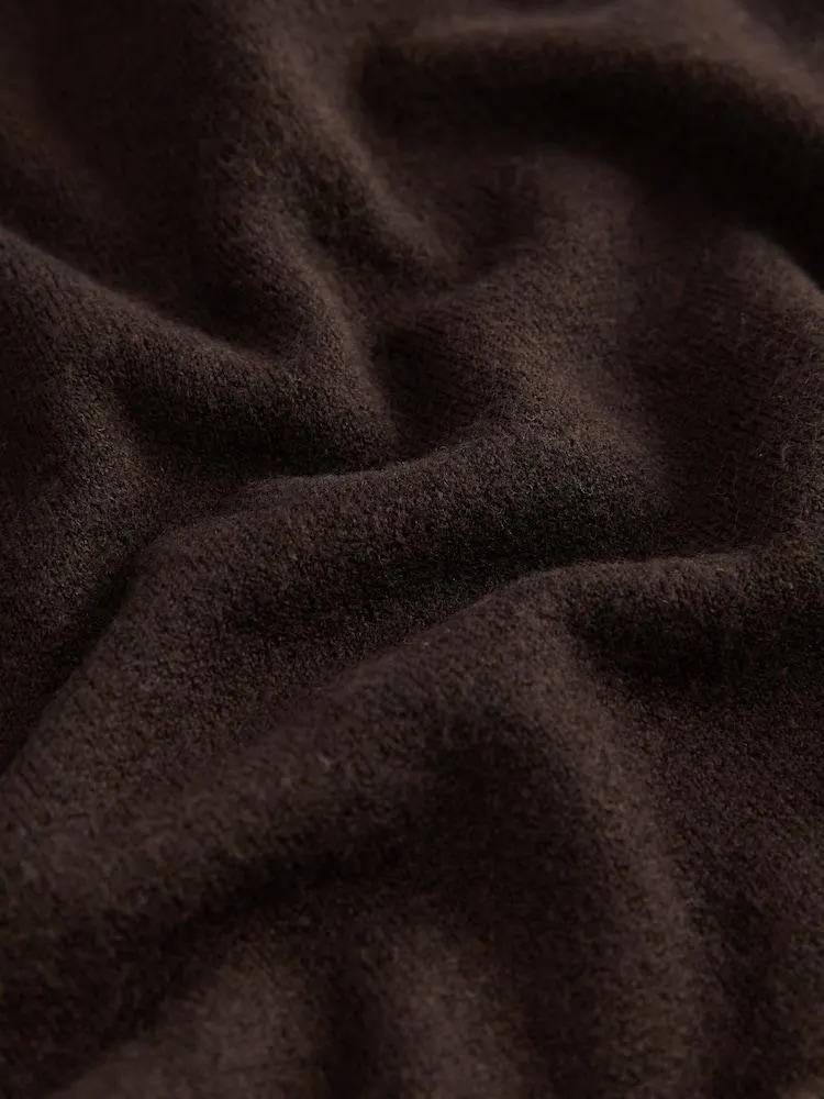 Schokoladenbraun - Superweiche Strickjacke mit V-Ausschnitt und Taschen