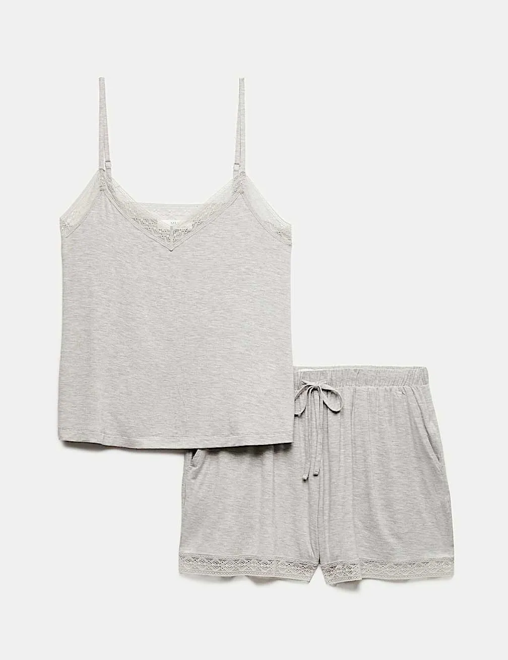 Set mit Trägertop und Shortie Spitzenbesatz