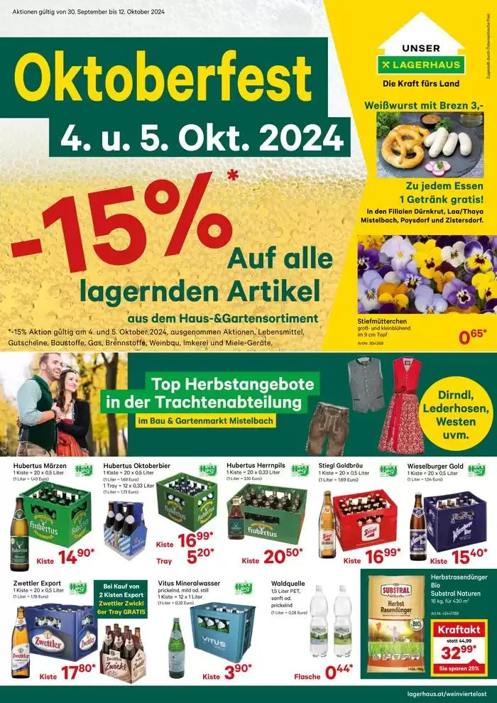 Top Herbstangebote im Lagerhaus Weinviertel Ost von 2. Oktober bis 16. Oktober 2024 - Flugblätt seite  1