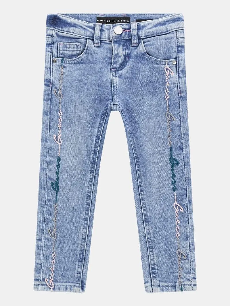 Jeans seitliche stickerei