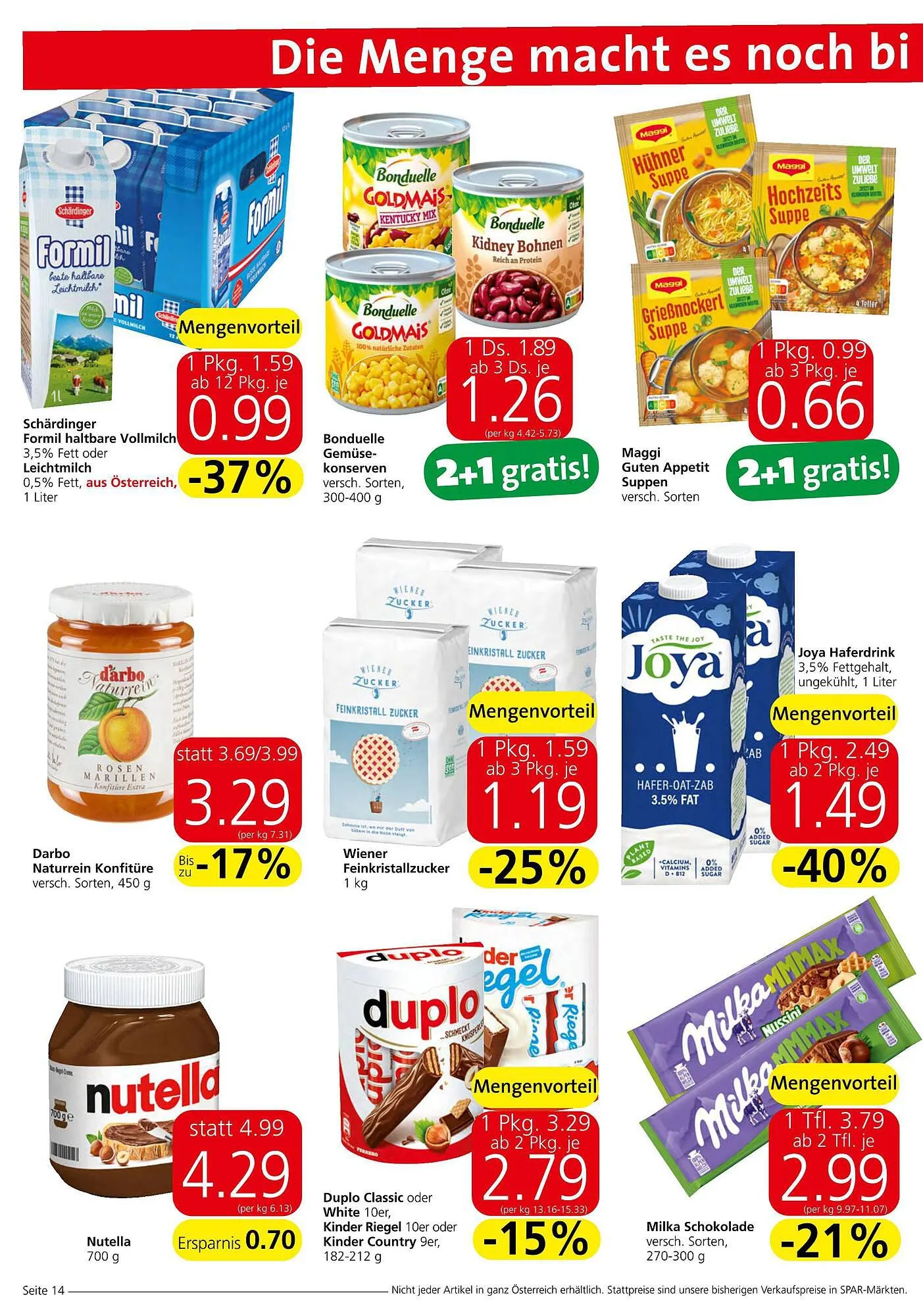 Spar Flugblatt von 14. September bis 27. September 2023 - Flugblätt seite 14