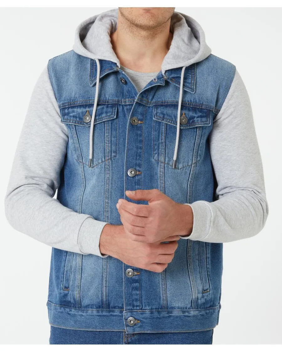 Jeansjacke mit Ärmeln aus Sweatstoff