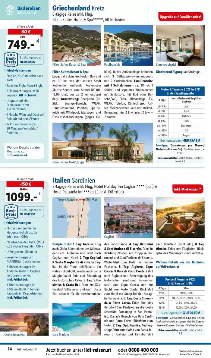 Aktuelle Reiseprospekte Hauptprospekt Jänner von 30. Dezember bis 31. Jänner 2025 - Flugblätt seite  14