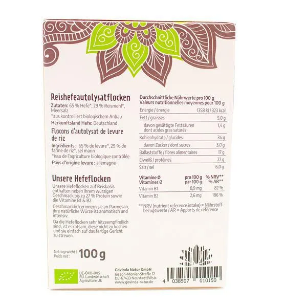 Govinda Hefeflocken auf Reisbasis