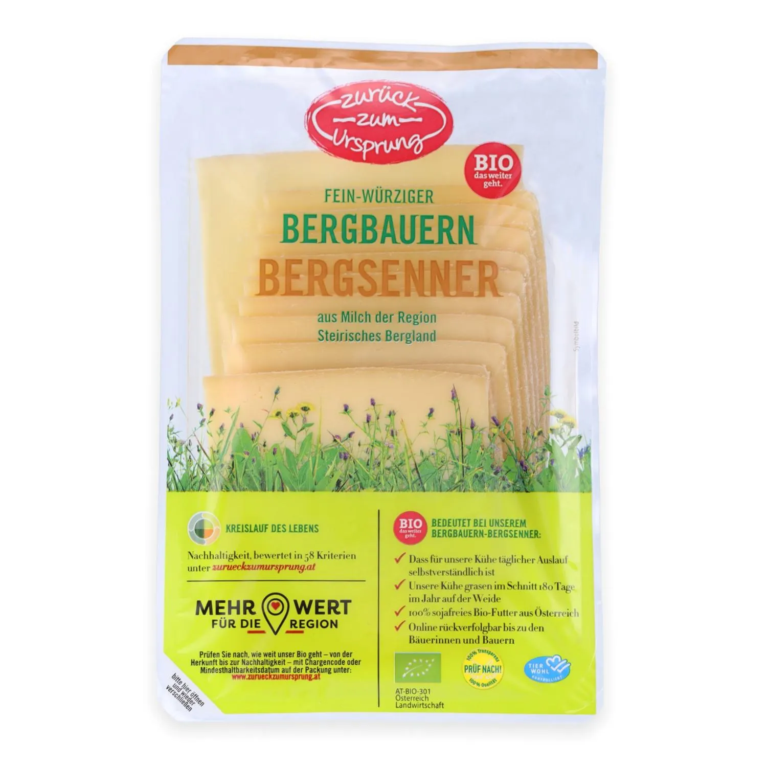 ZURÜCK ZUM URSPRUNG Würzige Käsescheiben, Bergsennerkäse