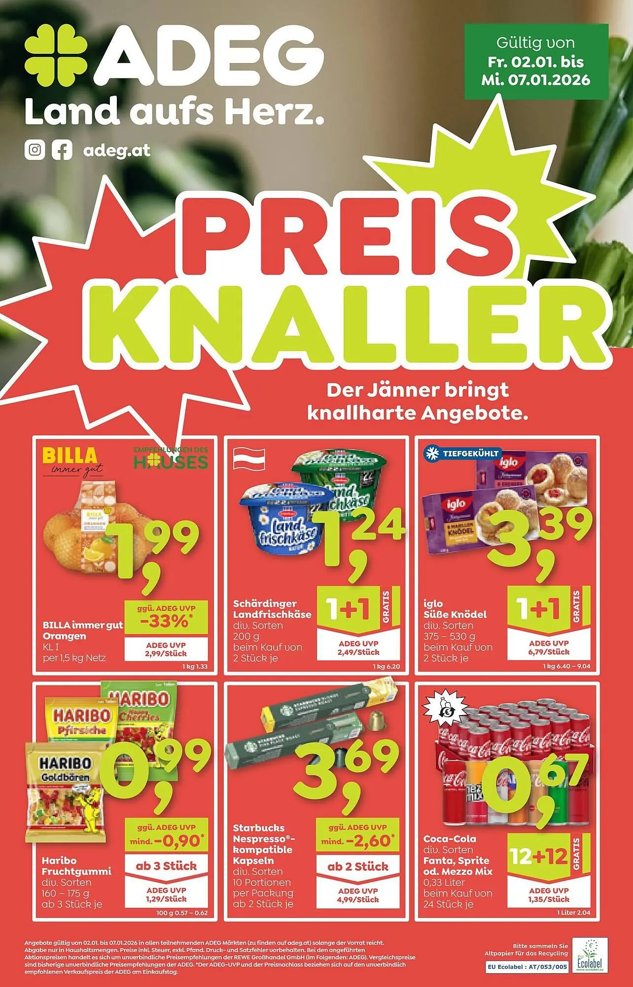 ADEG Flugblatt von 2. Jänner bis 7. Jänner 2026 - Flugblätt seite 1