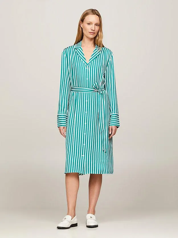 Gestreiftes Midi-Hemdkleid aus Twill