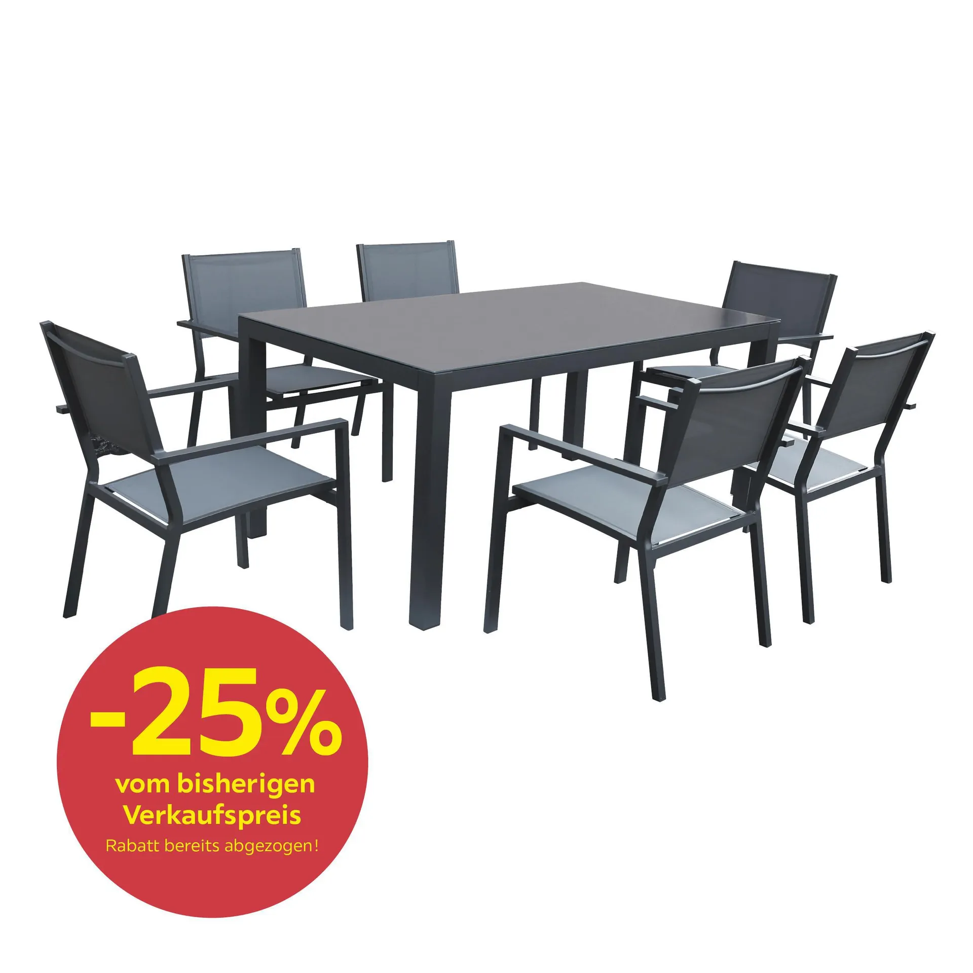 7-Tlg. Ibiza Aluminium/Glasplatte