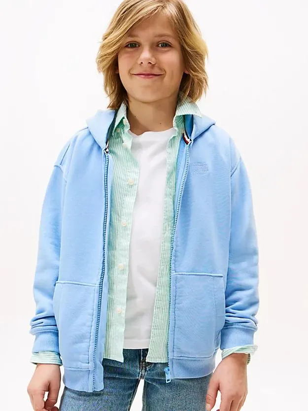 Reißverschluss-Hoodie mit aufgestickter Flag