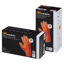 GEBOL Einweghandschuh "Orange Nitril Ultra Grip" ungepudert Gr. M, 50 Stück