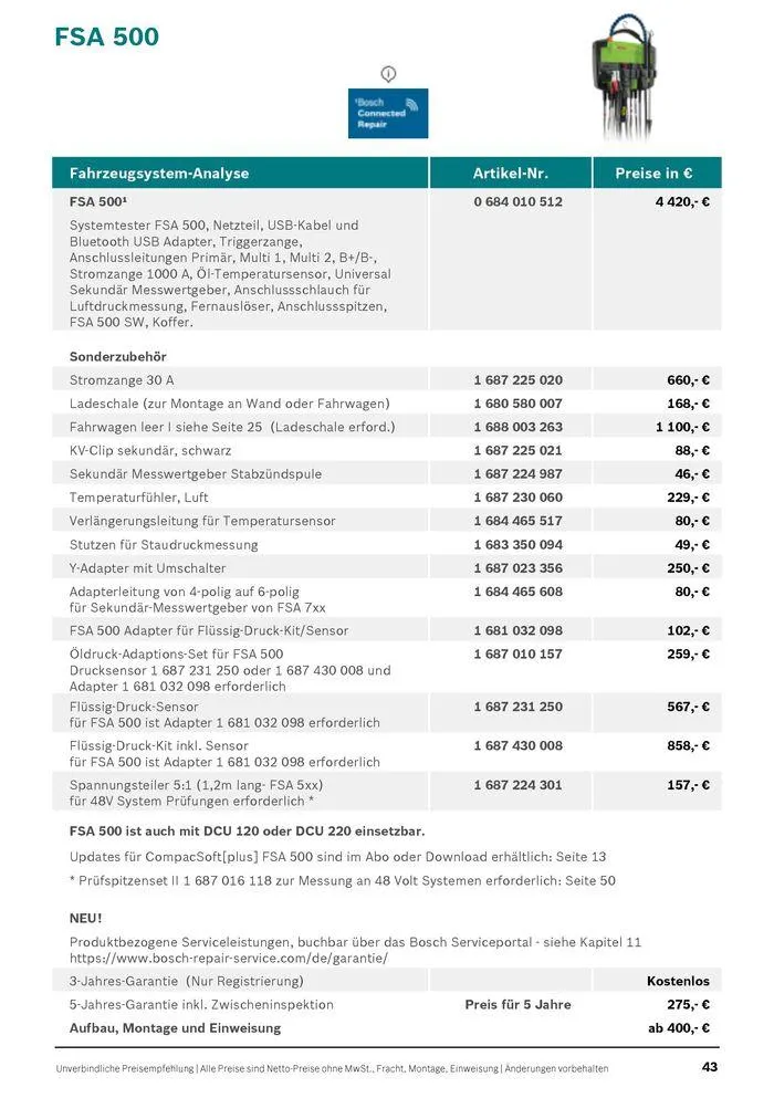 Werkstattausrüstung von Bosch von 21. Mai bis 31. Dezember 2024 - Flugblätt seite 43