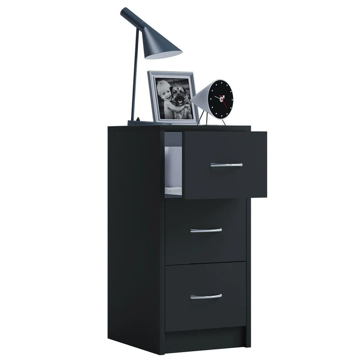 Nachttisch Boxal Maxi grau/weiß