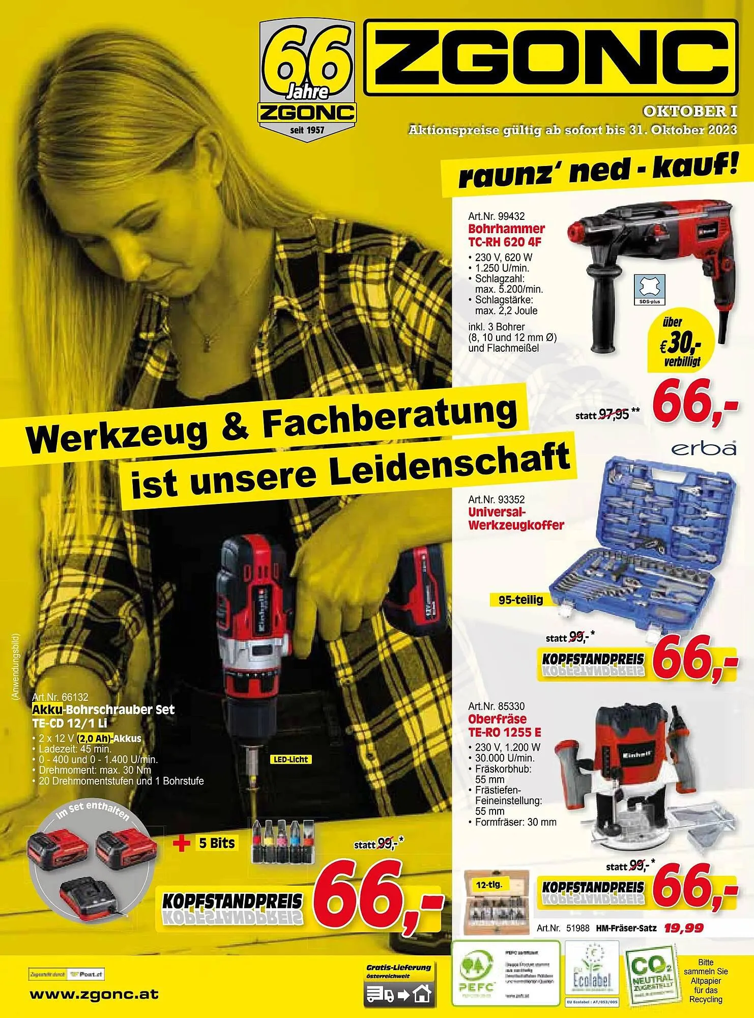 Zgonc Flugblatt von 30. September bis 31. Oktober 2023 - Flugblätt seite 1