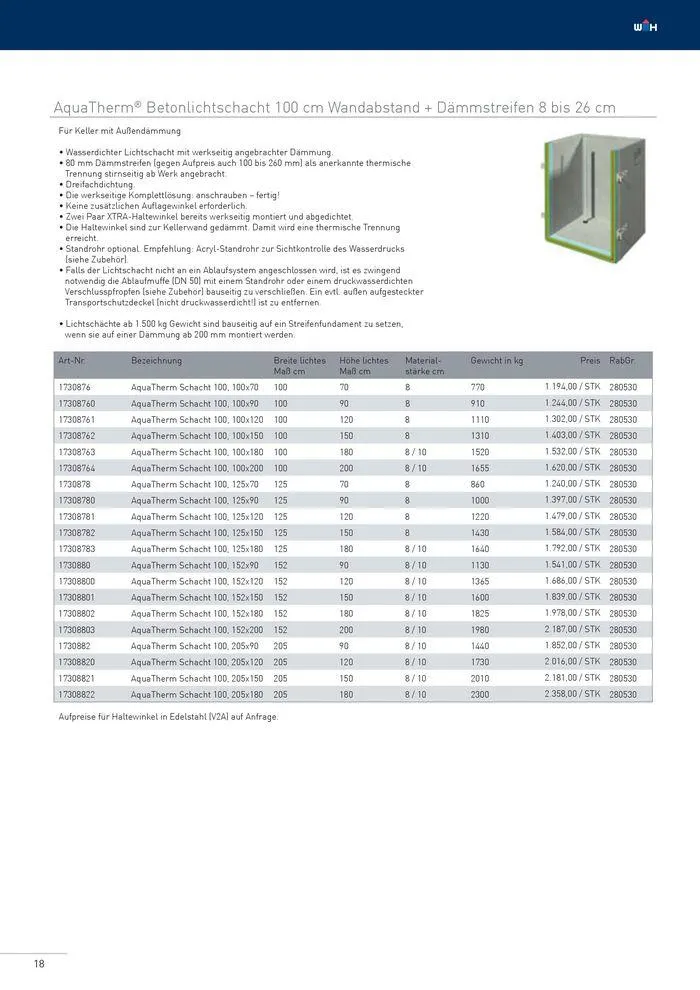 Betonlistschächte Preisliste 2024 von 5. Juni bis 31. Dezember 2024 - Flugblätt seite 18