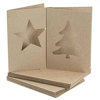 buttinette Passepartoutkarten "Stern & Tanne", braun, A6 / C6, 10 Stück