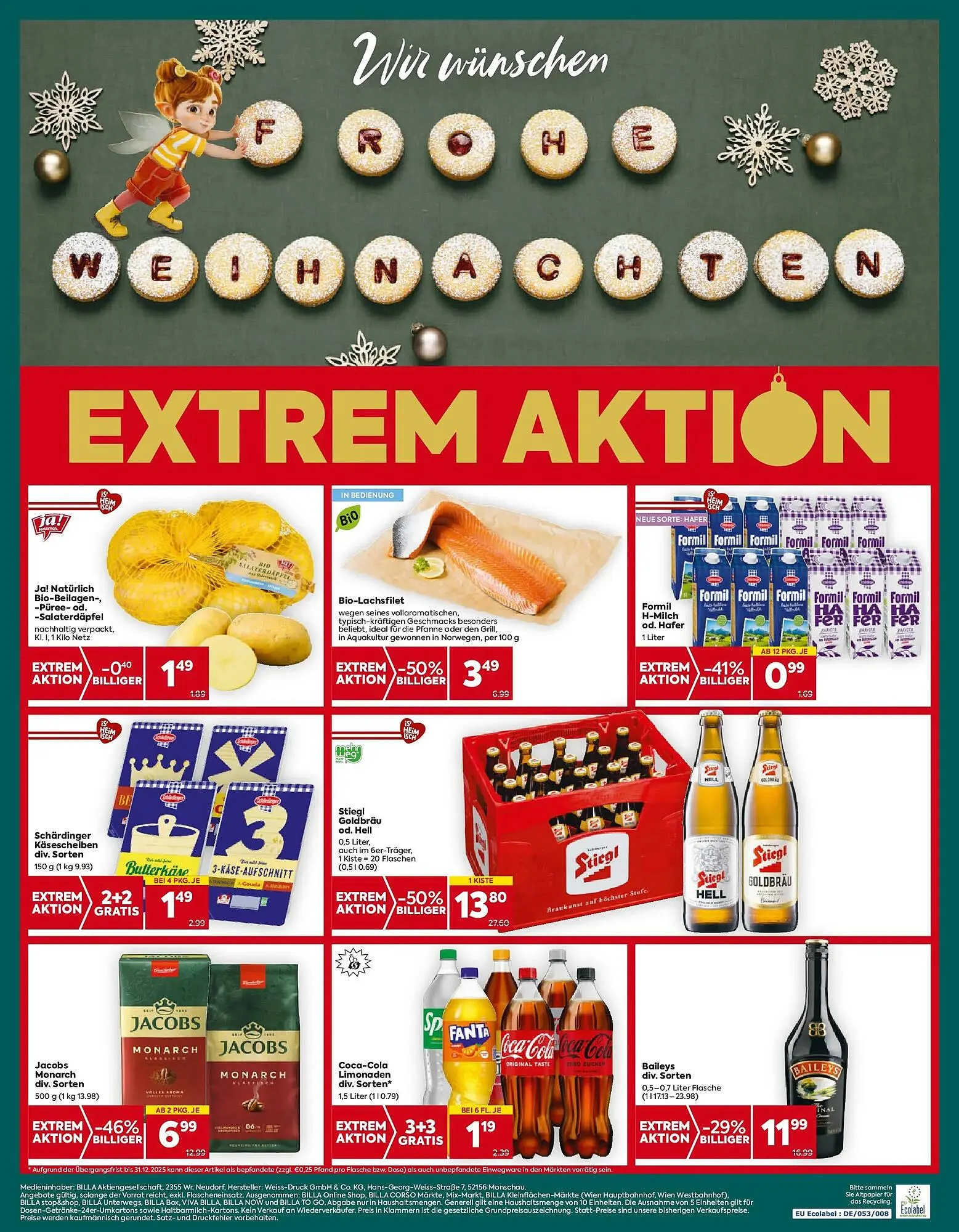 Billa Flugblatt von 18. Dezember bis 24. Dezember 2025 - Flugblätt seite  1