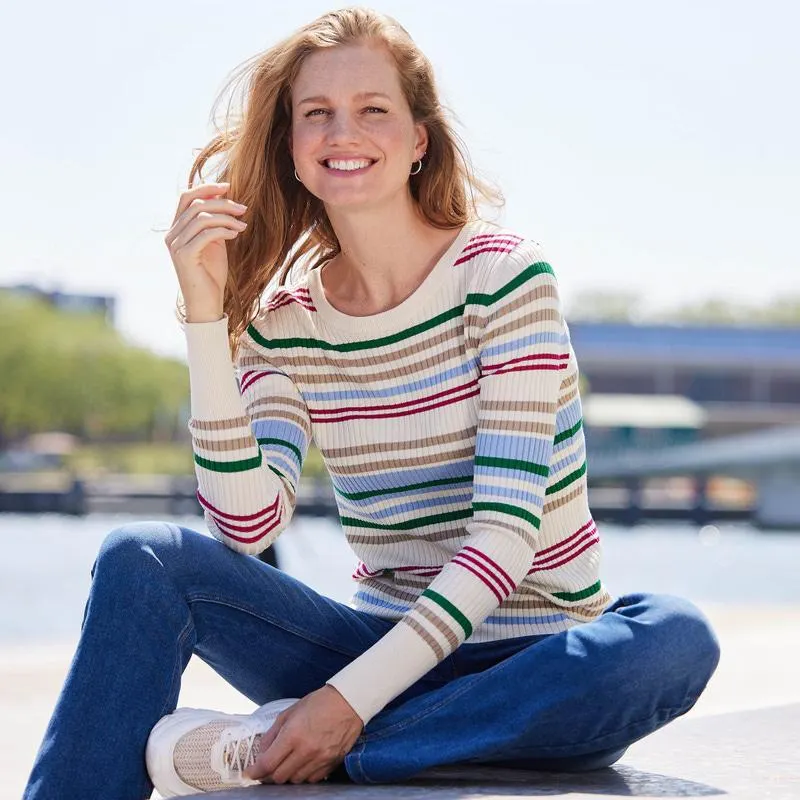 Damen-Strickpullover mit Streifenmuster