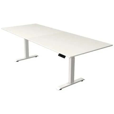 Schreibtisch elektr.höhenv. weiß/silber KERKMANN 10041210 250x100cm