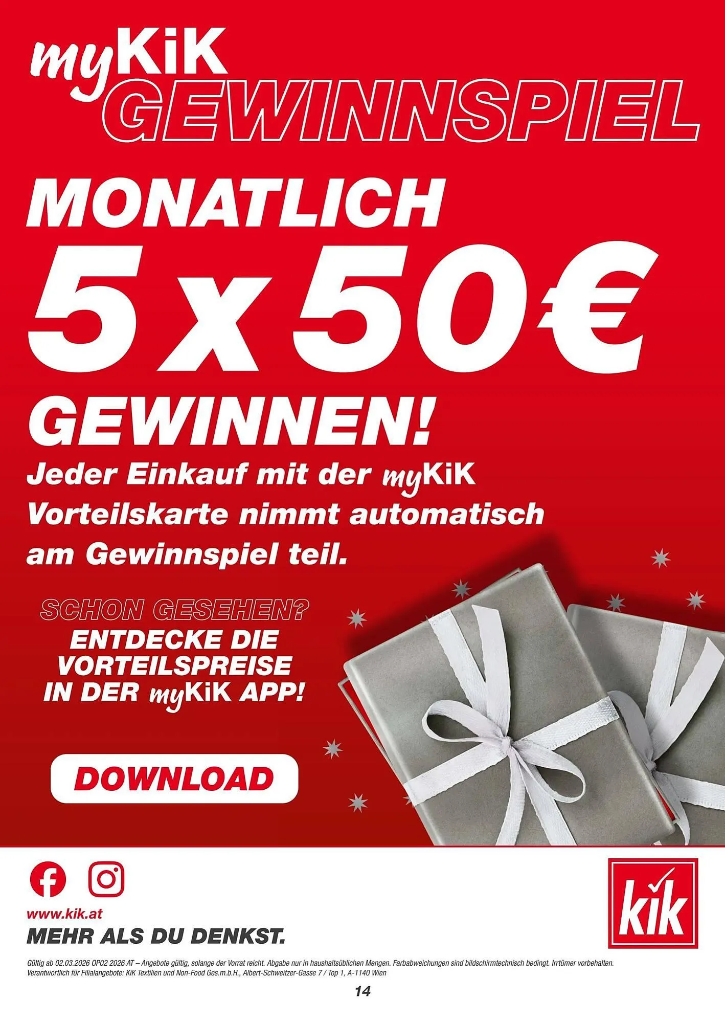 KiK Prospekt von 2. März bis 1. April 2026 - Flugblätt seite  14