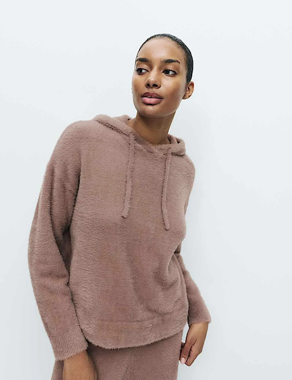 Lounge-Hoodie mit Federstrick