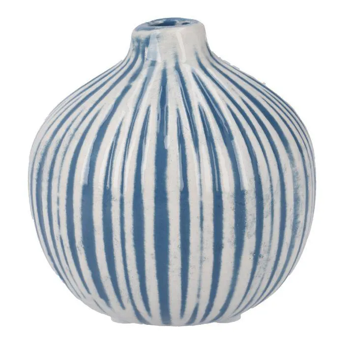 Vase Muster, Rillen/blau, 8 cm