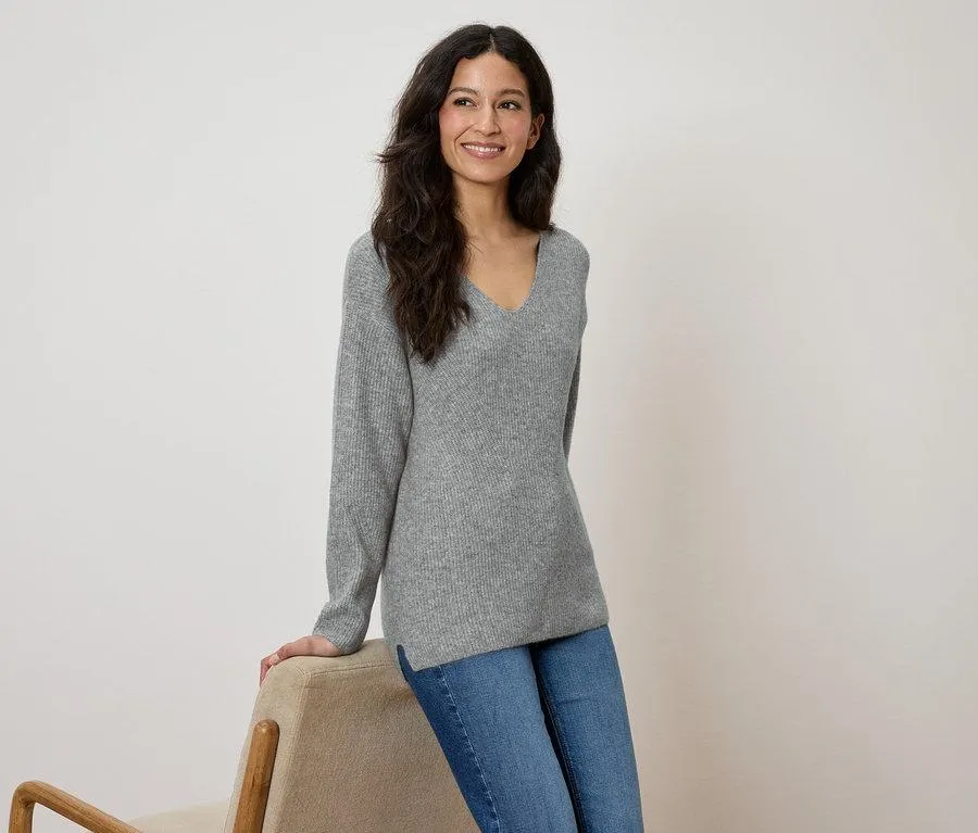 Grobstrickpullover, grau