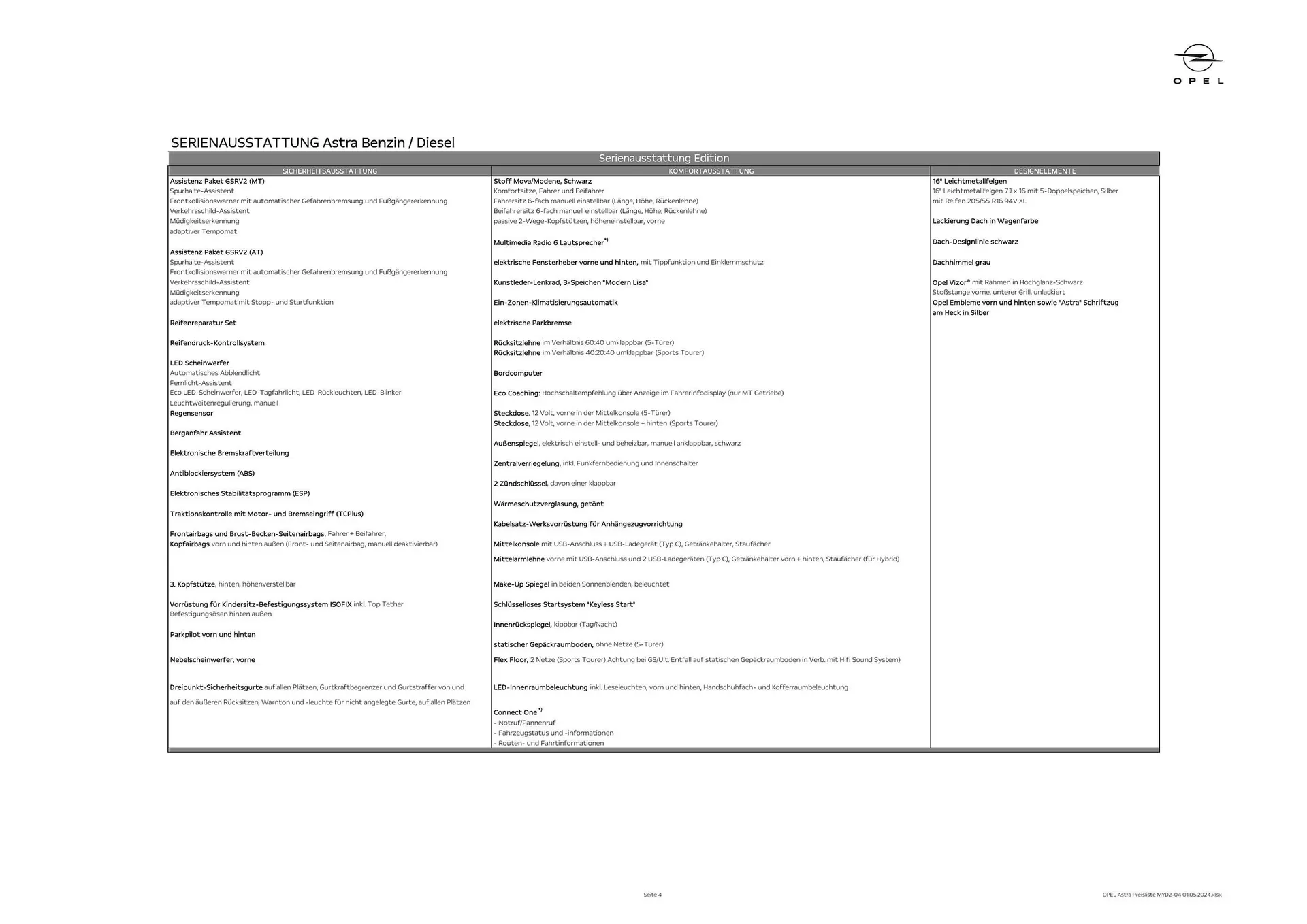 Opel Astra Flugblatt von 16. Mai bis 15. Mai 2025 - Flugblätt seite  4