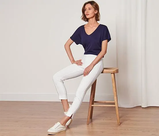 7/8-Stretchhose, weiß