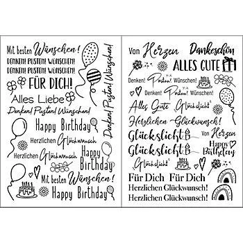 buttinette Transfermotive "Glückwünsche", 2 Bogen