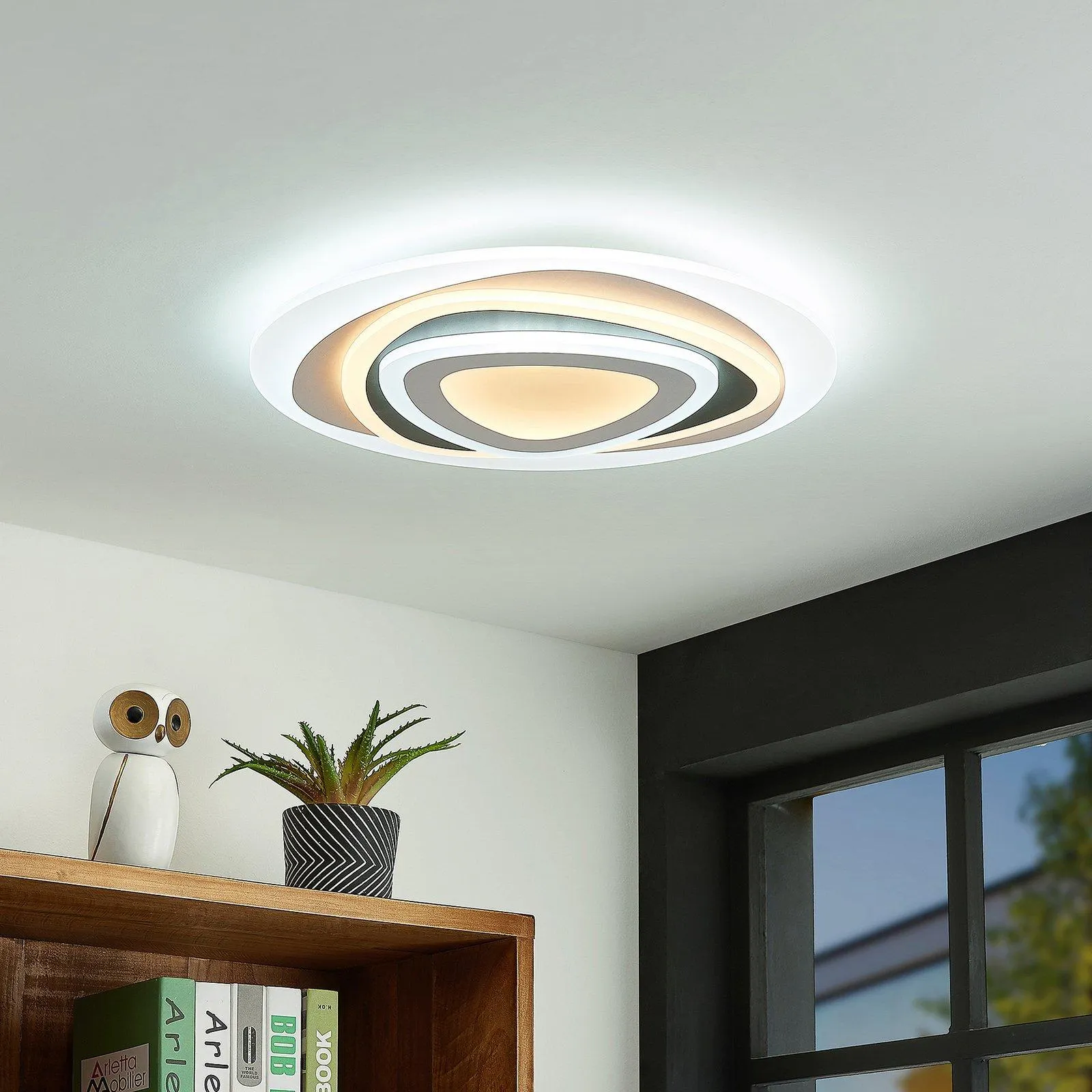 Lindby LED-Deckenleuchte Rebeka, oval, CCT, Fernbedienung