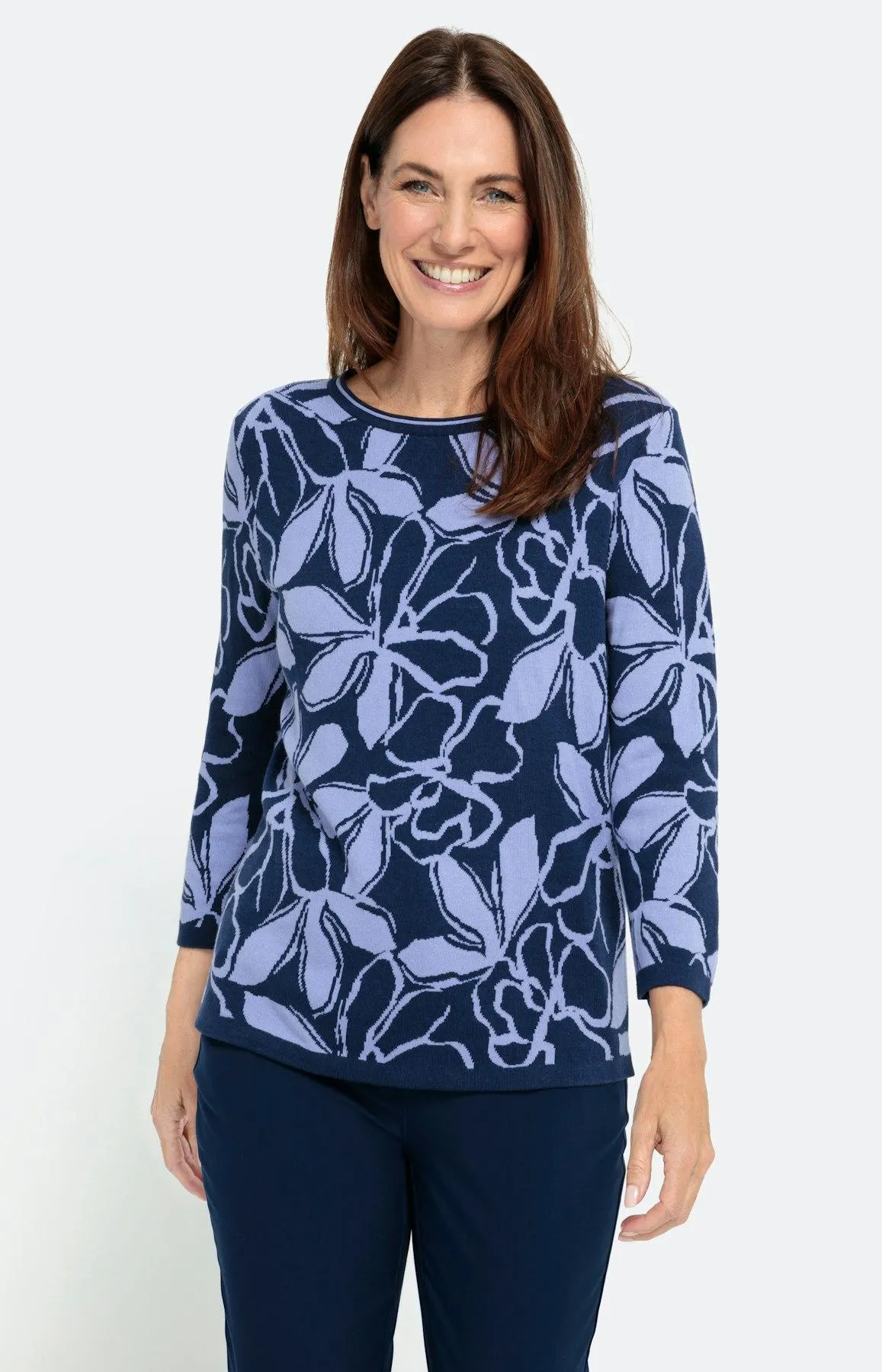 Jacquardpullover mit 3/4-Arm