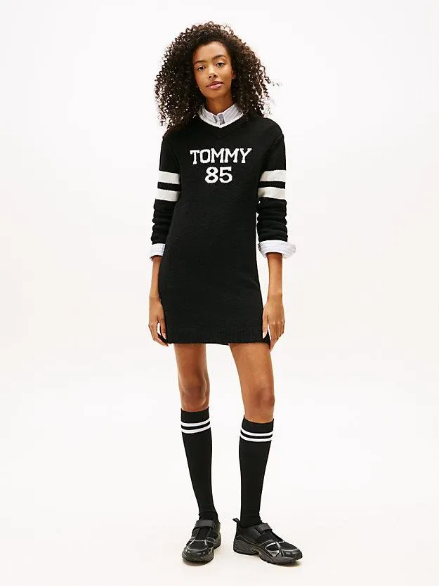 Mini-Strickkleid mit Intarsien-Logo