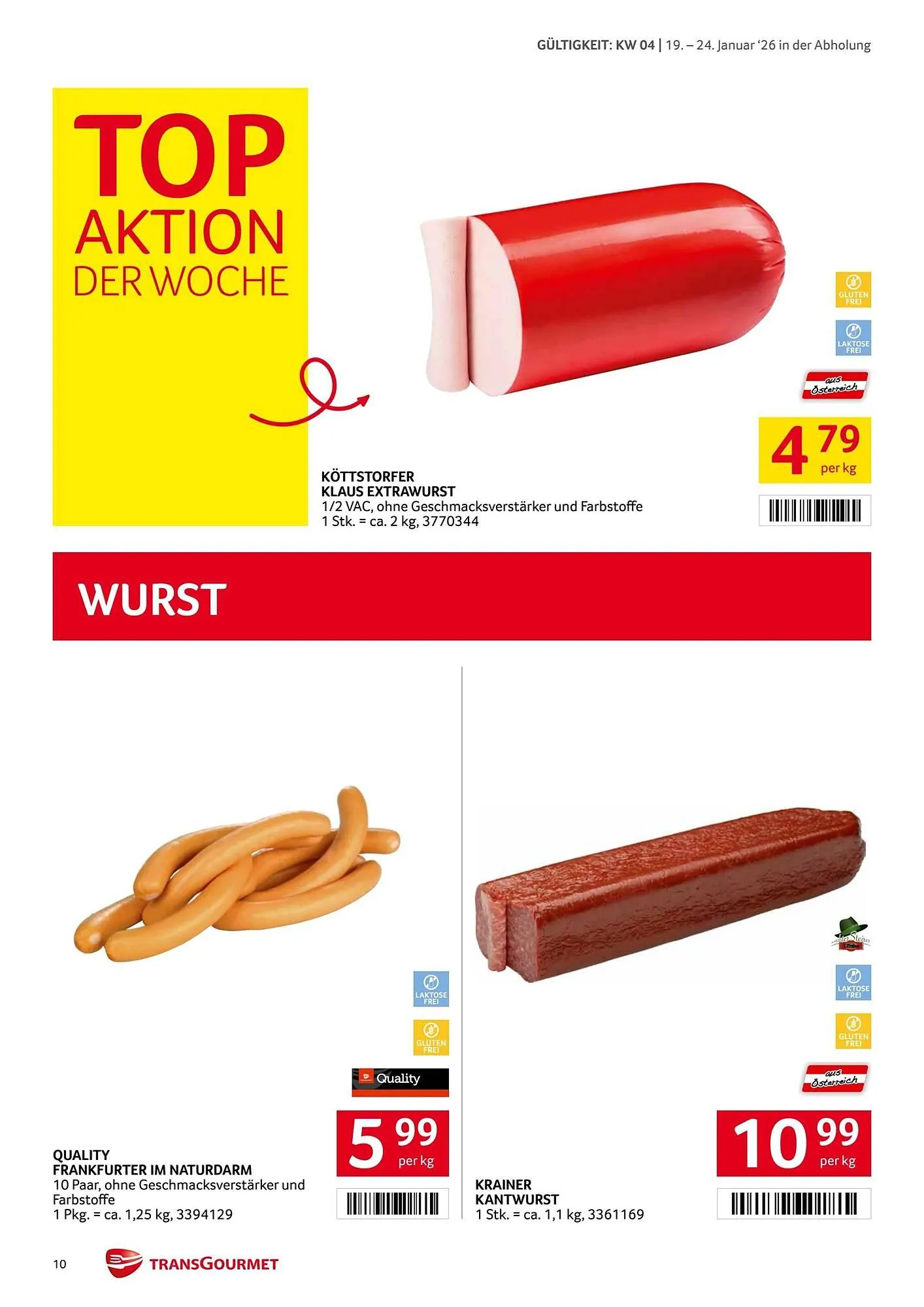 Transgourmet Flugblatt von 19. Jänner bis 25. Jänner 2026 - Flugblätt seite  10