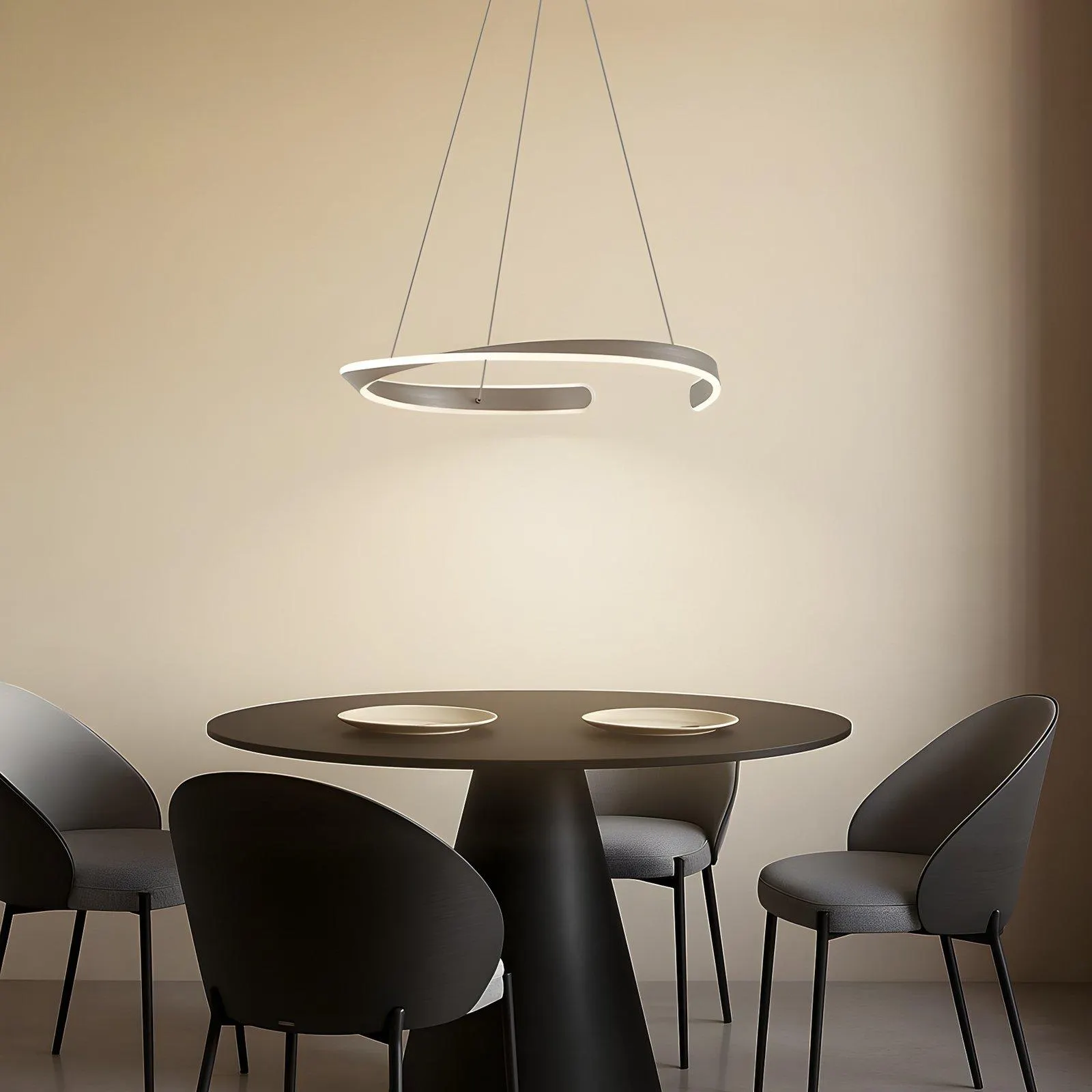 Lucande LED-Hängeleuchte Eloura, silber, Ø58cm, Metall, CCT