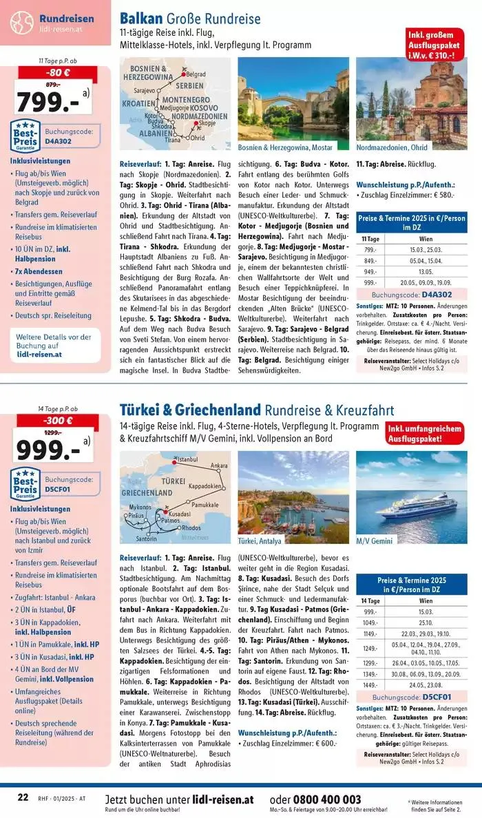 Aktuelle Reiseprospekte Hauptprospekt Jänner von 30. Dezember bis 31. Jänner 2025 - Flugblätt seite 22